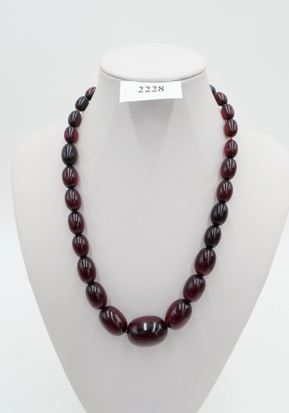 1920er Jahre Cherry Bakelit Rot Oliven bakelite Kette 50 cm - Antikhandel-Stuttgart