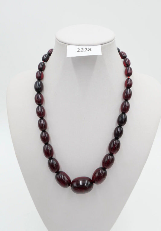 1920er Jahre Cherry Bakelit Rot Oliven bakelite Kette 50 cm - Antikhandel-Stuttgart