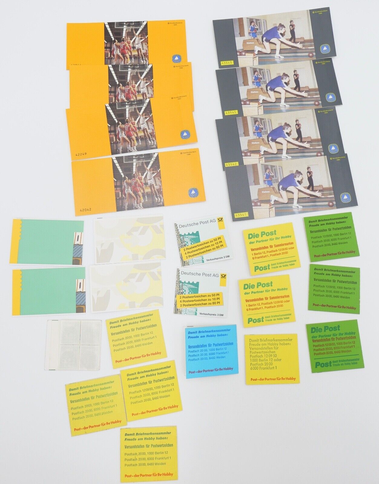 Posten 26 Stück Sport Markenheftchen Kegel Basketball Sehenswürdigkeiten Burg - Antikhandel-Stuttgart