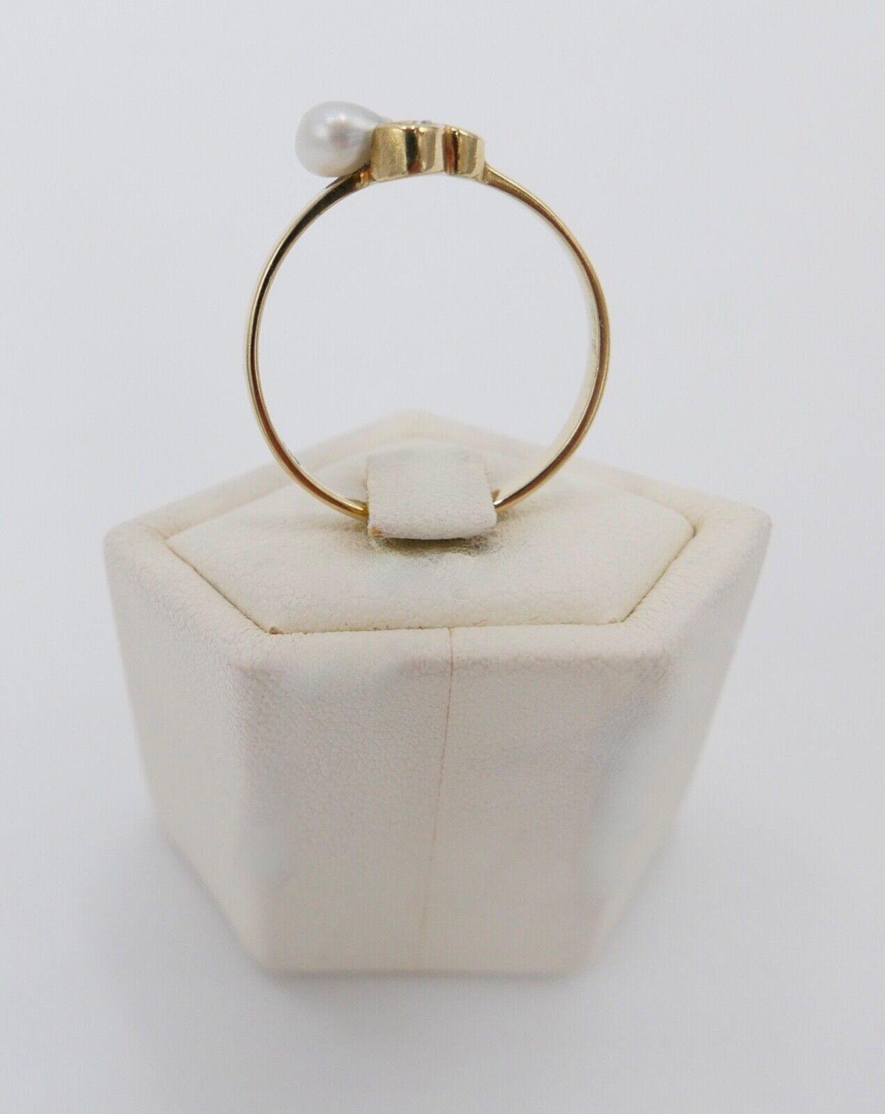 Eleganter Gelbgold Diamant / Perle Damen Ring 585 14K Gr. 55 - Antikhandel-Stuttgart