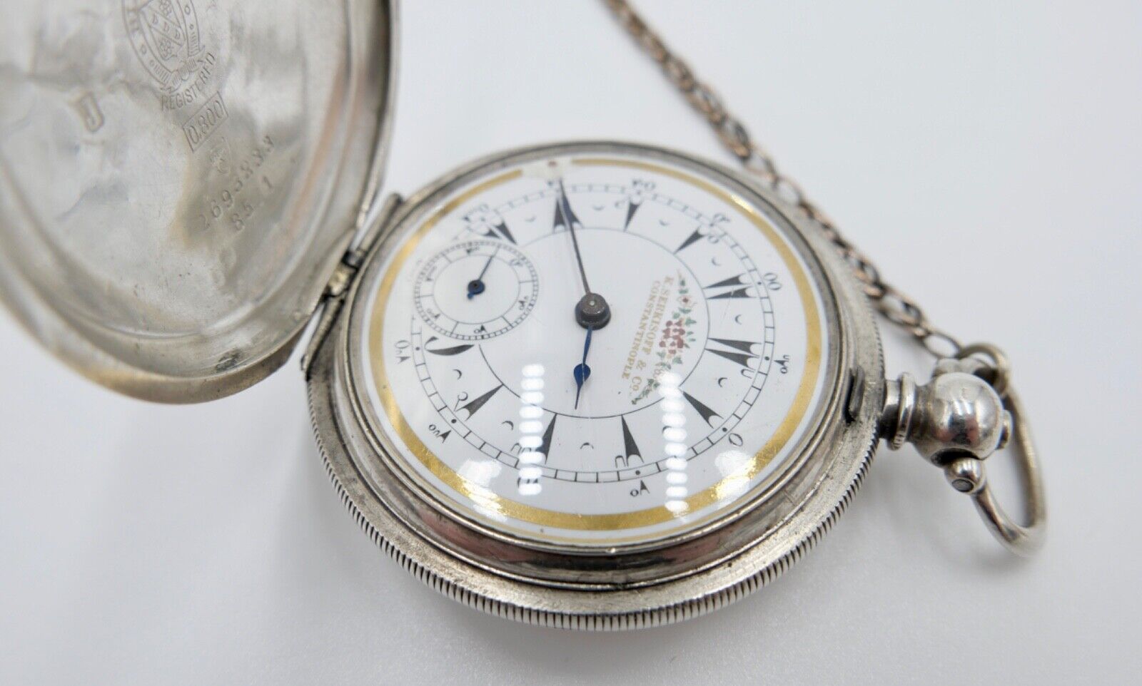 Antike Savonette Taschenuhr K. Serkisoff & Co 800 Silber Constantinople BILLODES - Antikhandel-Stuttgart