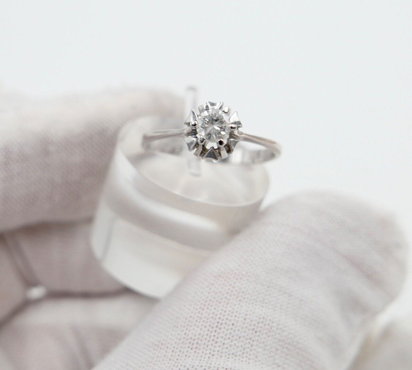 Solitär Weißgold Brillant 585 14K Damen Ring 0,21 Ct Gr. 56 SI Wesselton - Antikhandel-Stuttgart