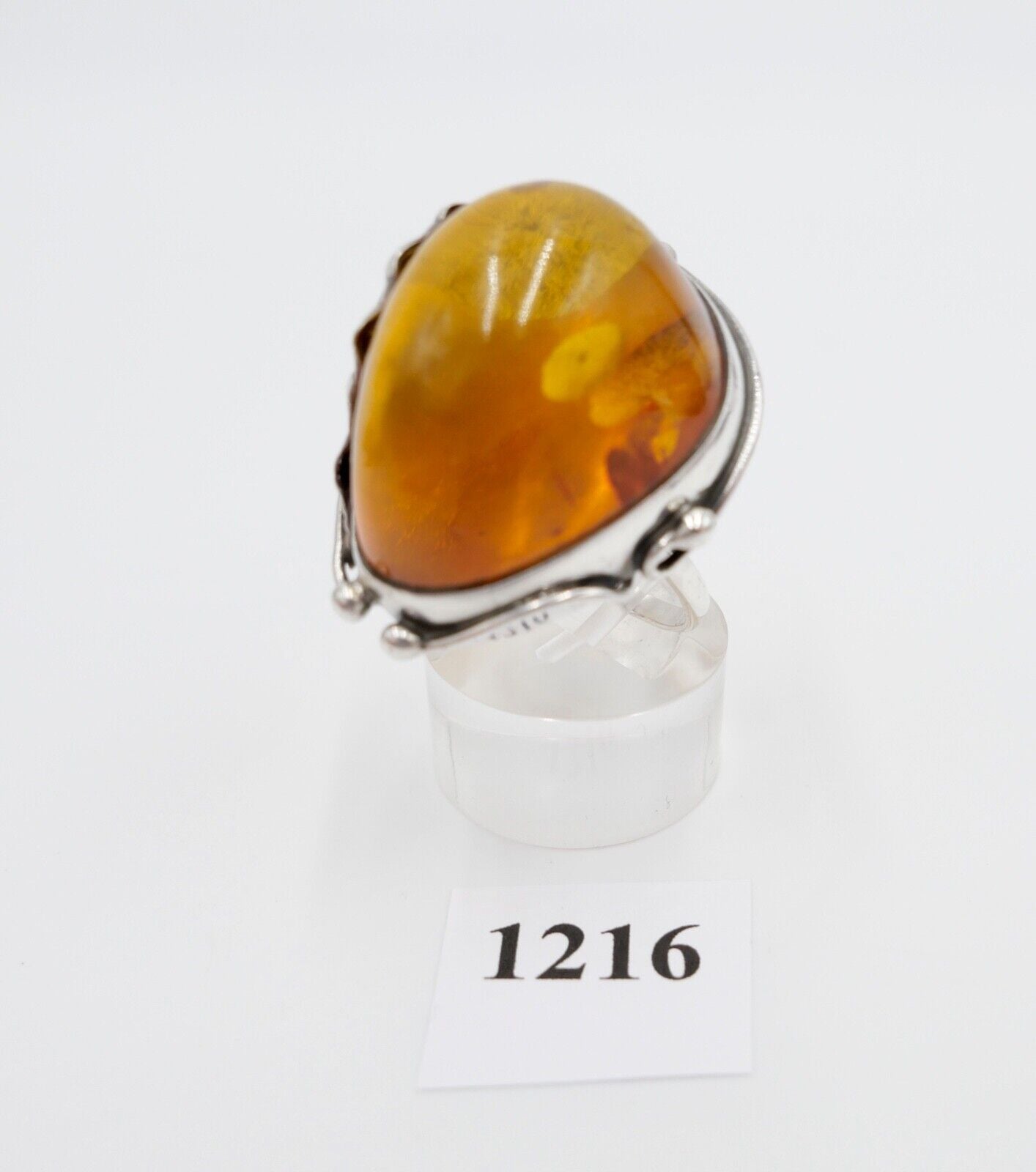 Bernstein Handarbeit Designer Ring Gr. 57 Silber 925 - Antikhandel-Stuttgart