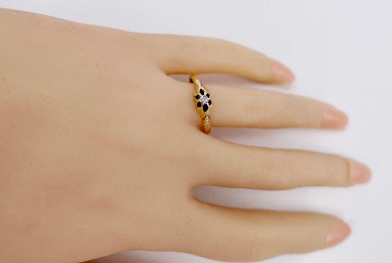 Antik um 1900 Jugendstil Solitär Ring Gold 333 Diamant Damenring Gr. 58 - Antikhandel-Stuttgart