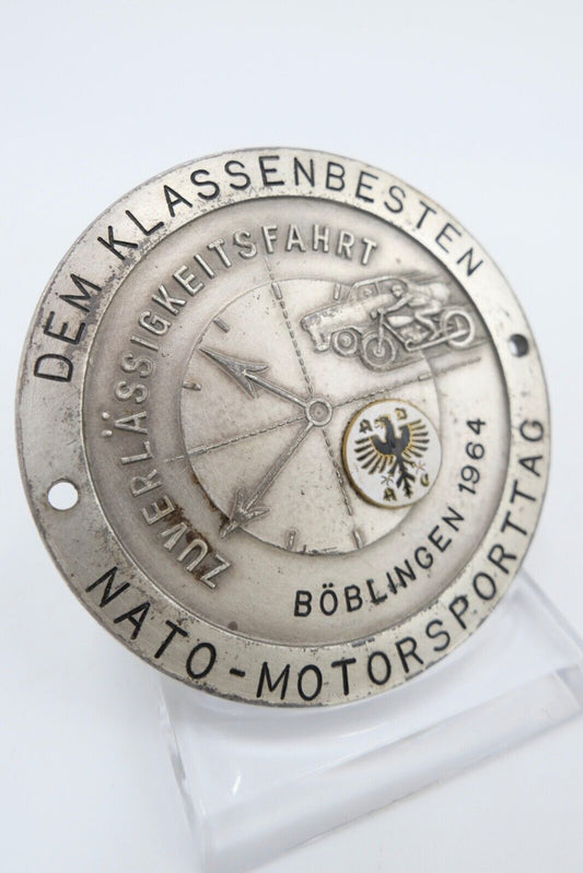 Plakette ADAC NATO Motorsporttag Böblingen 1964 Korpstruppen Generalmajor Herzog - Antikhandel-Stuttgart