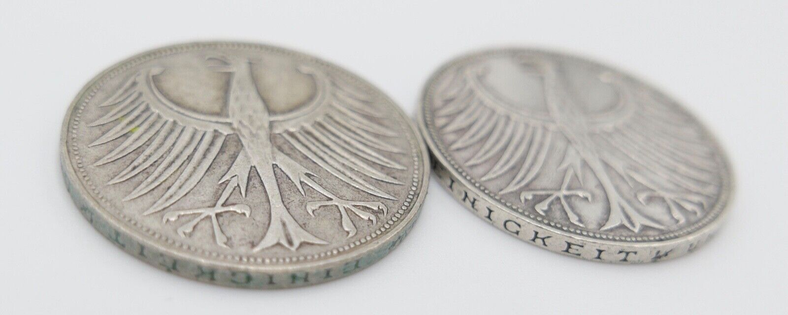 2x 5 DM 1961 J.387 Silbermünzen Silberadler Heiermann D F - Antikhandel-Stuttgart