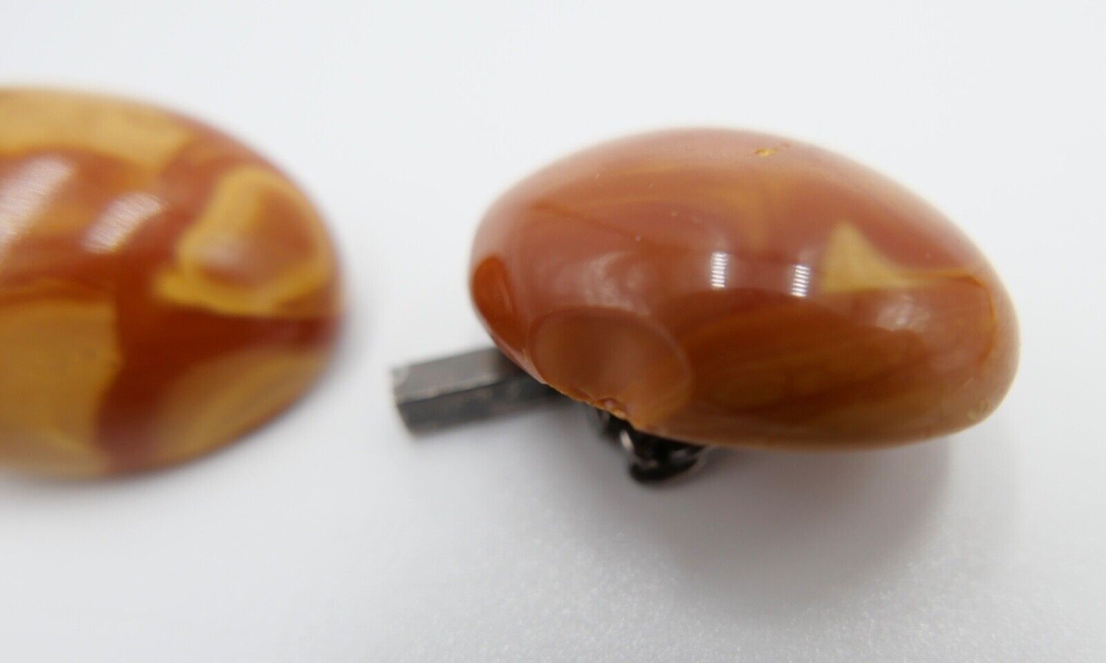 Pärchen alte Bernstein butterscotch Manschettenknöpfe Ø 27,4mm - Antikhandel-Stuttgart