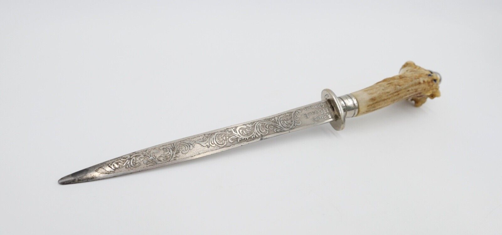 alter Brieföffner Hirschgeweih Griff A. Aragon JP Garcia 18 Oaxaca Mexico - Antikhandel-Stuttgart