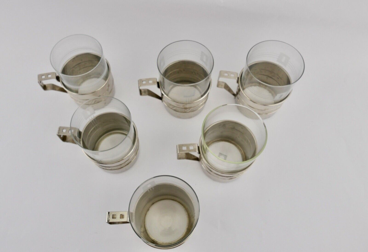 6x Teeglashalter mit Glaseinsatz 50er Jahre - Antikhandel-Stuttgart