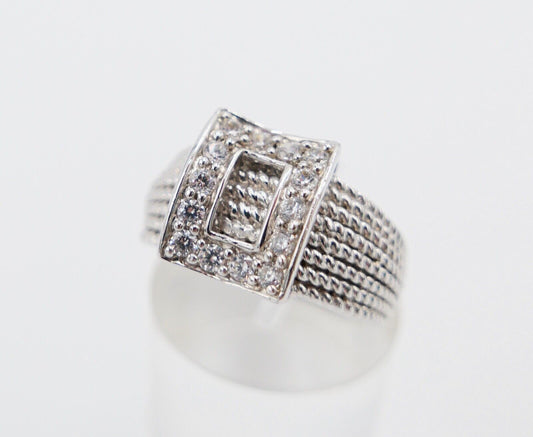 Seltener Silber Ring 925 mit Zirkonia silver größe 57 - Antikhandel-Stuttgart