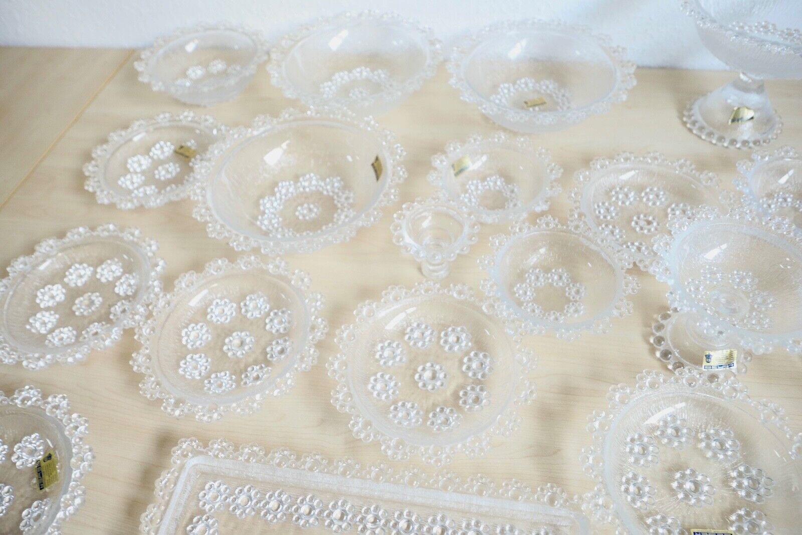 Großes BEYER Bleikristall Set Service Schalen Platte Perlen Motiv 20 Teile - Antikhandel-Stuttgart