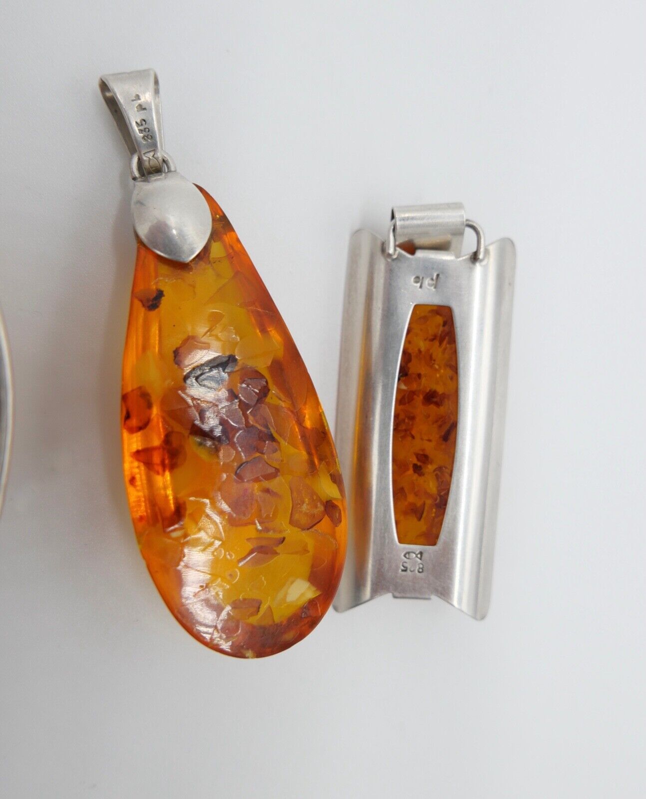 vintage Konvolut 6 stk FISCHLAND Bernstein Anhänger 57,7 Gramm silber 925 - Antikhandel-Stuttgart