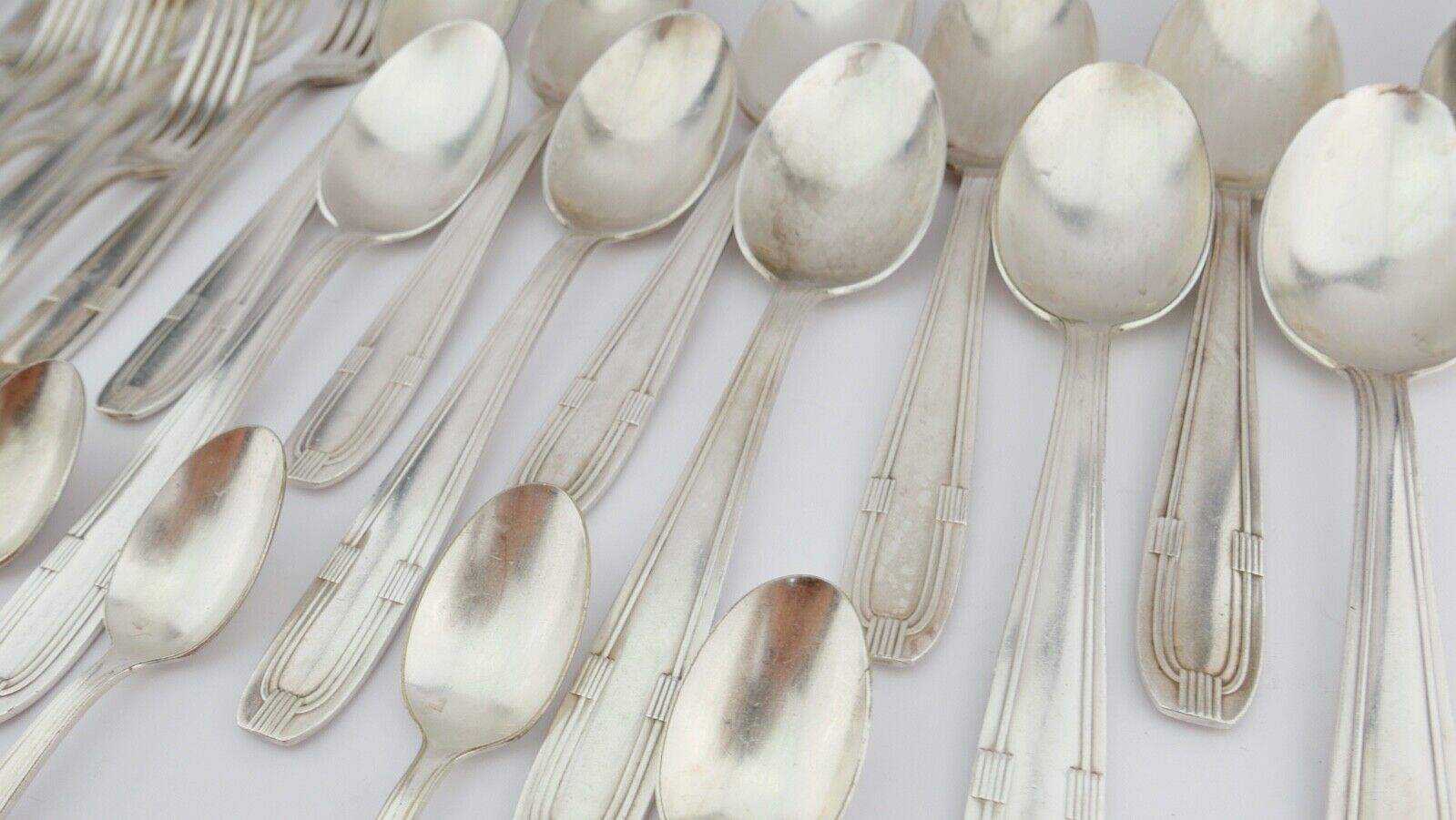 32 Tlg Art Deco 1930er Couverts DIXI 84G 18G cutlery Besteck Gabel Löffel - Antikhandel-Stuttgart