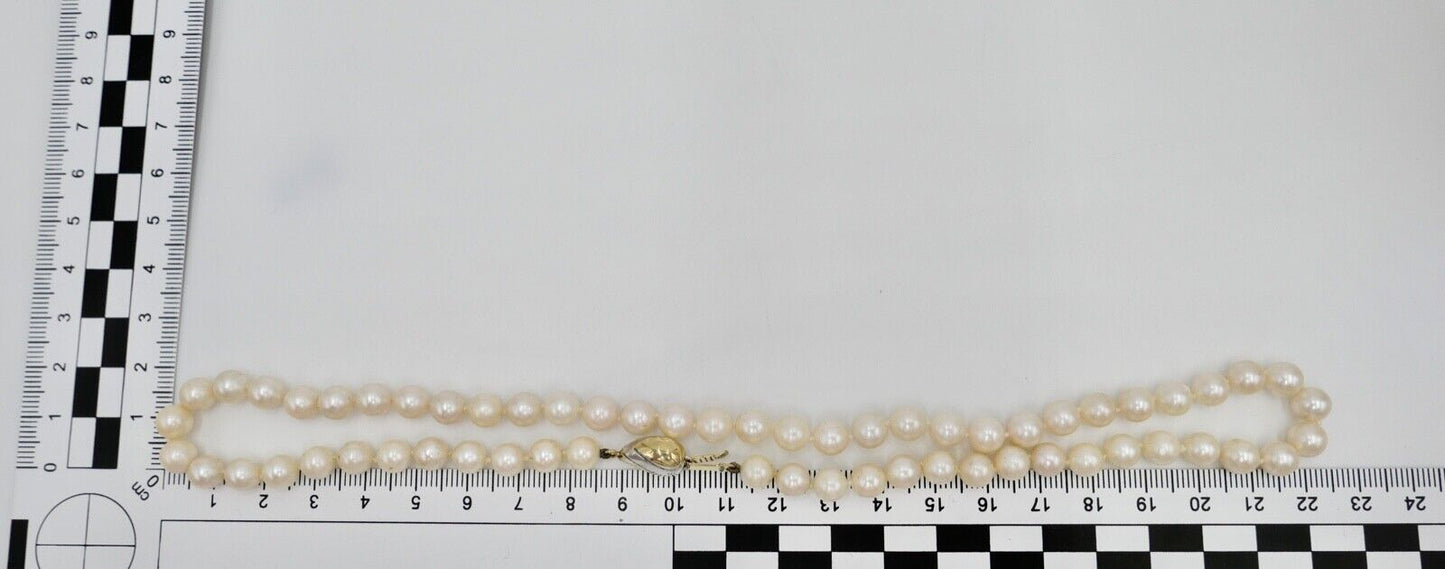 Bicolor Perlenkette Collier Zuchtperlen 46 cm Gold 585 / 14K Perlen Ø 7mm - Antikhandel-Stuttgart