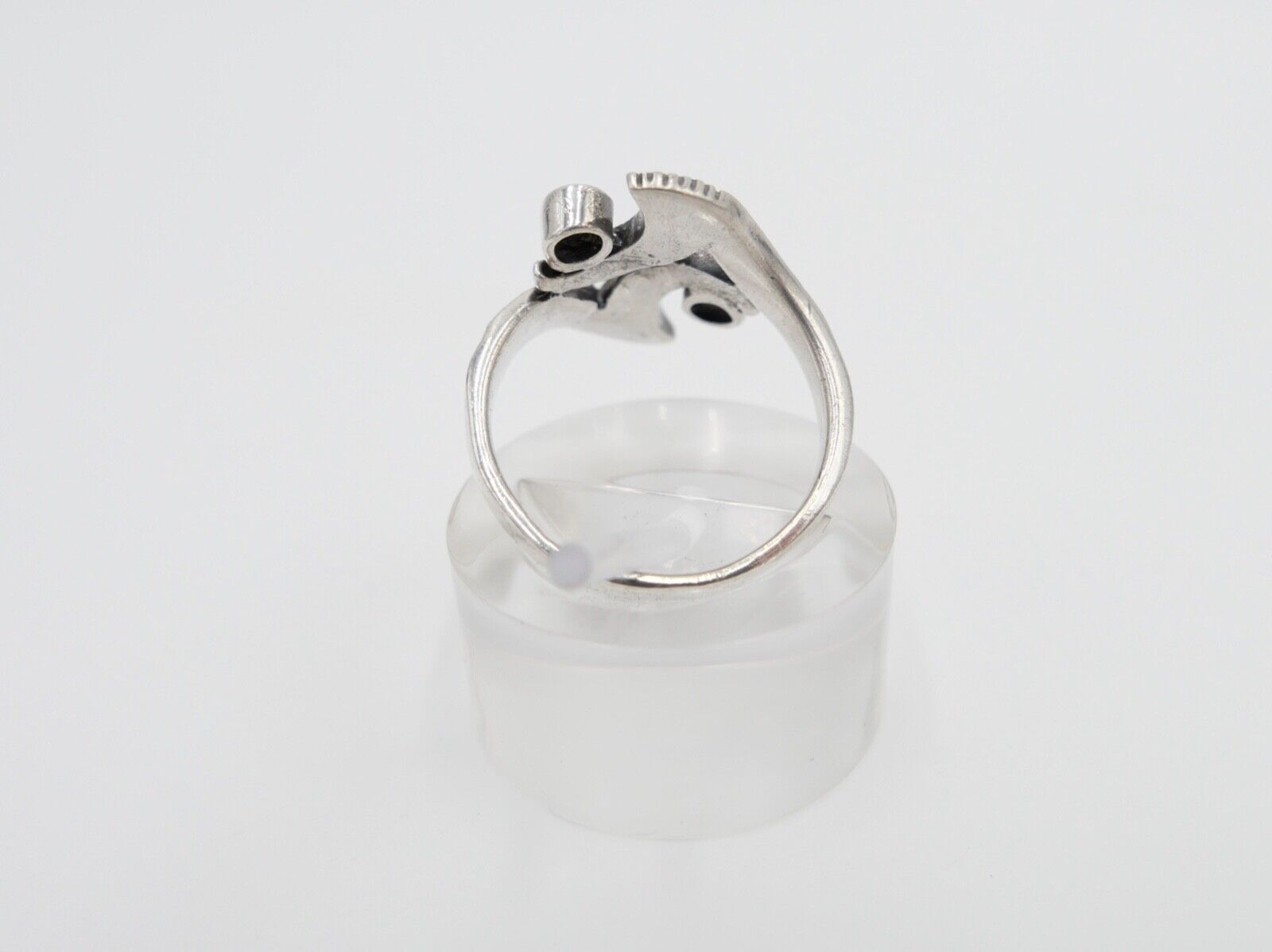 80er Jahre Silberring Markasit und Onyx Gr. 54 vintage - Antikhandel-Stuttgart