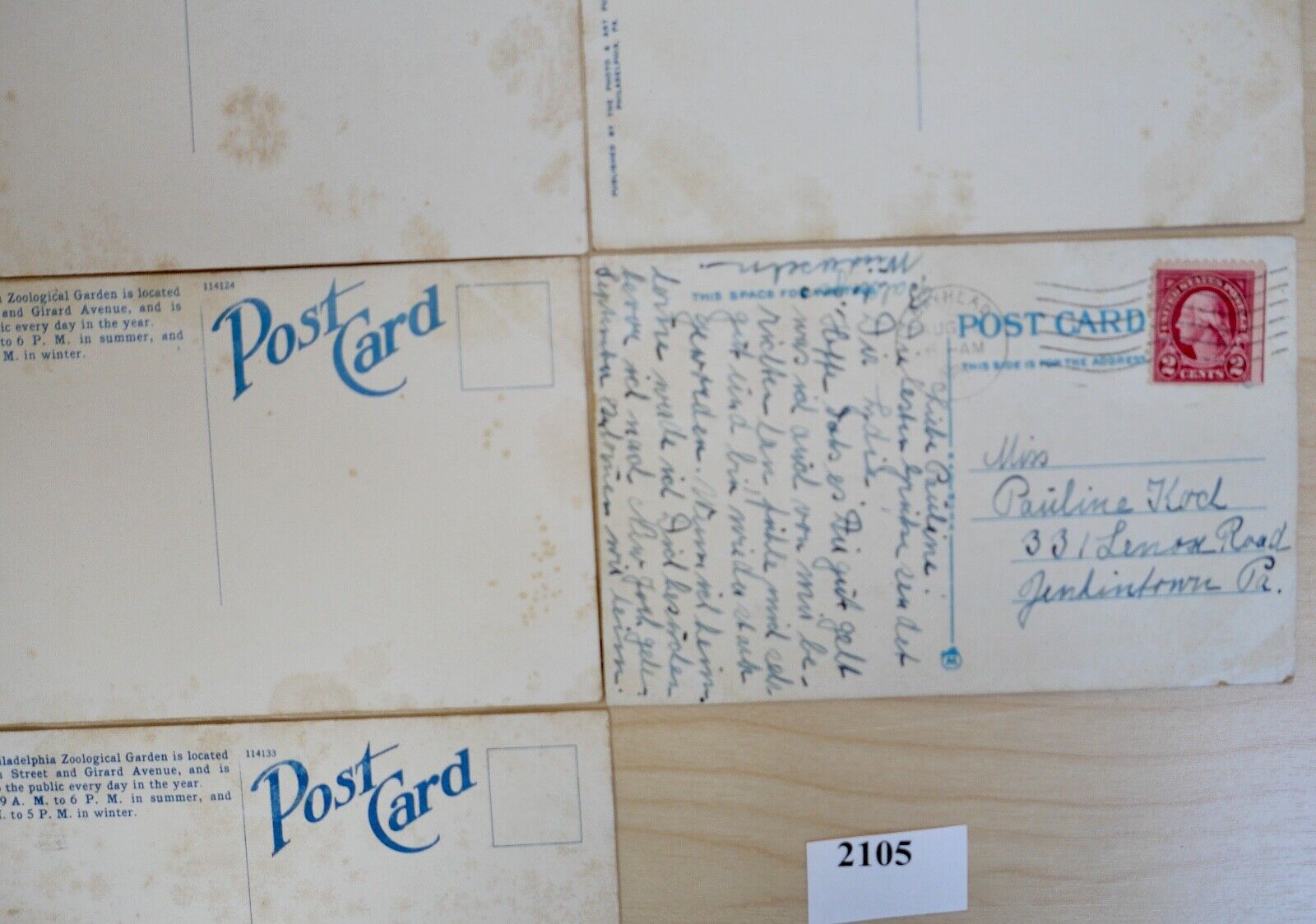 antike Ansichtskarten Postkarten Briefmarke TIERE ZOO Fairmont Park Philadelphia - Antikhandel-Stuttgart