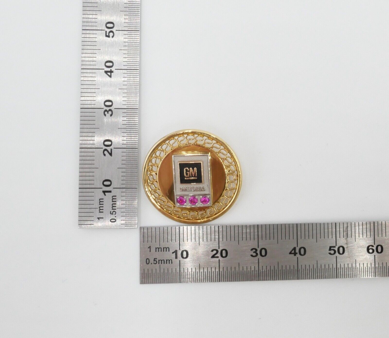 GM Generalmotors Pin Brosche in Etui Overseas vergoldet 20 / 12K G.F. - Antikhandel-Stuttgart