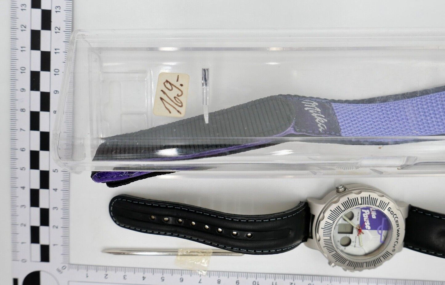 MILKA LILA PAUSE SOCCER WATCH Armbanduhr NEU in OVP Digital Quarz Stoppfunktion - Antikhandel-Stuttgart