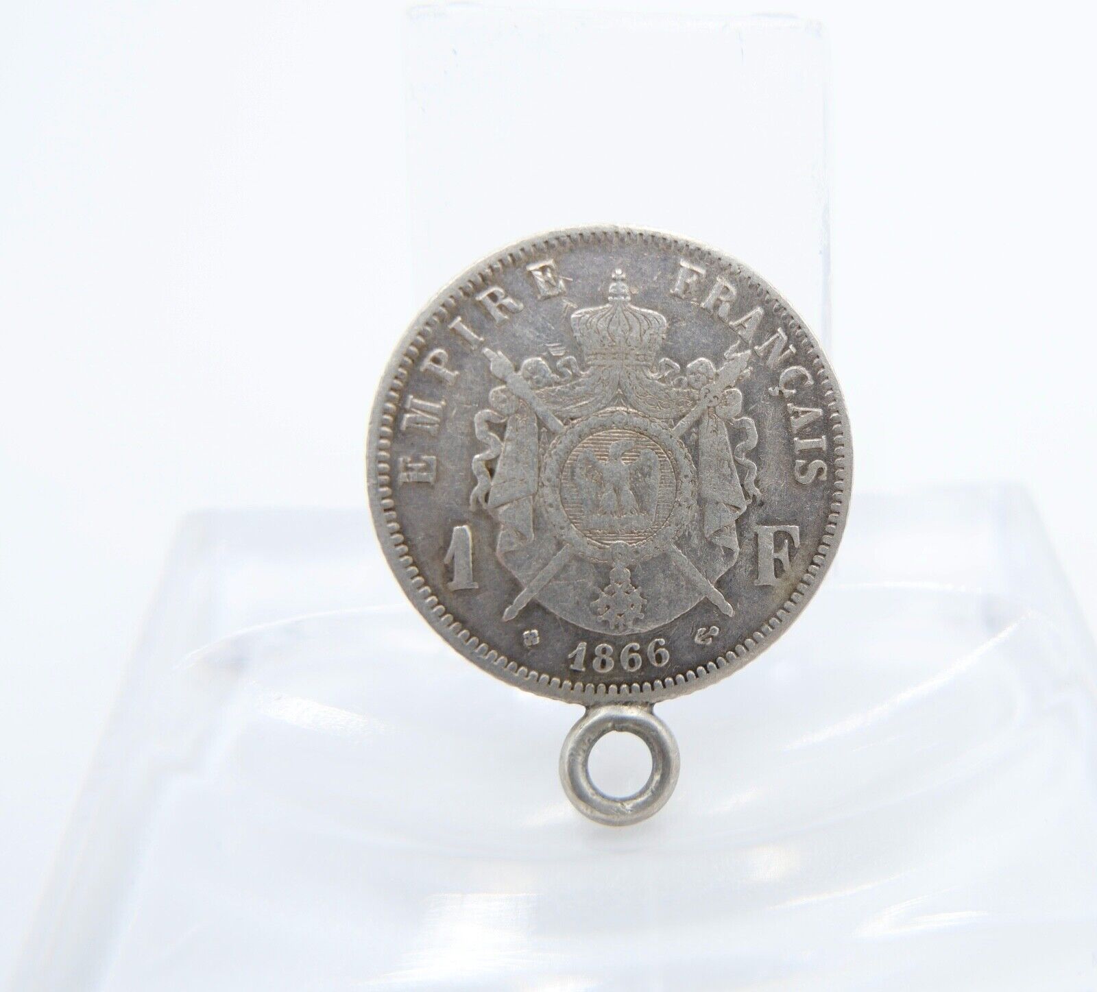 Silber Münze 1 Francs 1866 gefasst Frankreich Napoleon III ss-vz - Antikhandel-Stuttgart