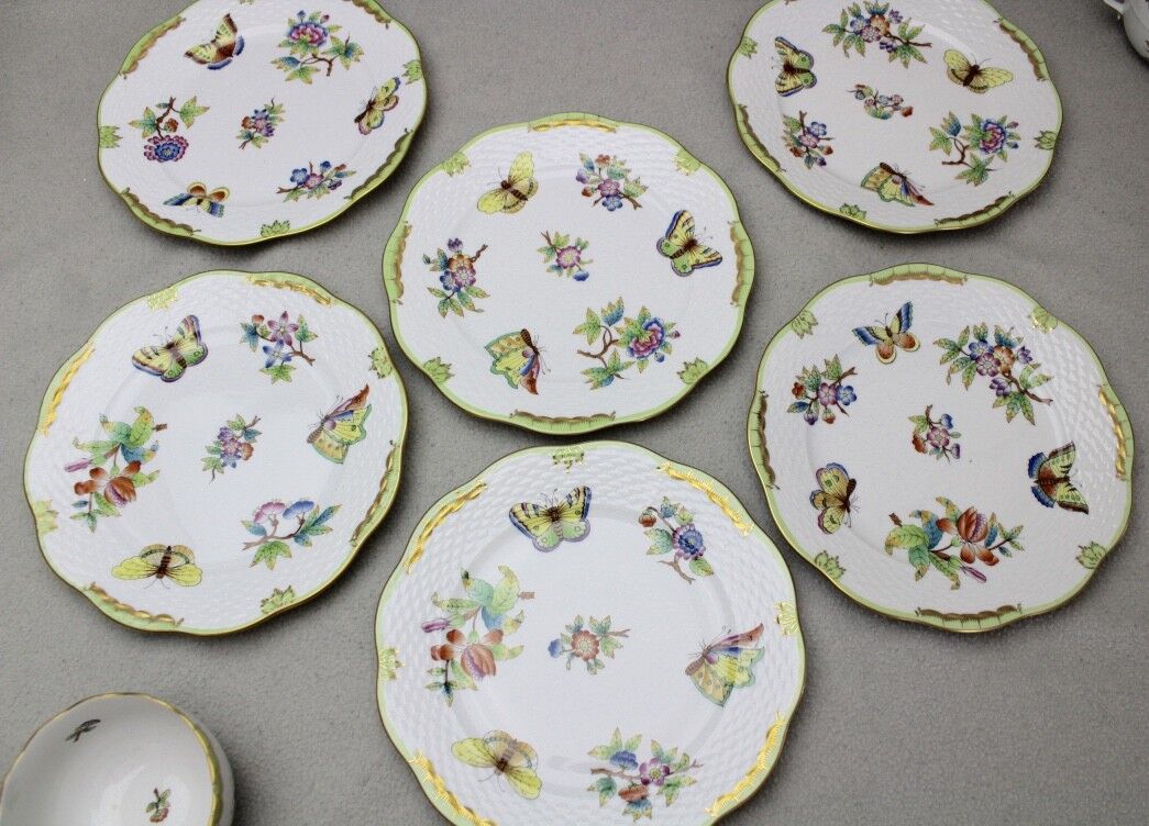 39 Tlg Herend Queen Victoria " Kaffees & Tee Service " Green Border Grün 1.Wahl - Antikhandel-Stuttgart