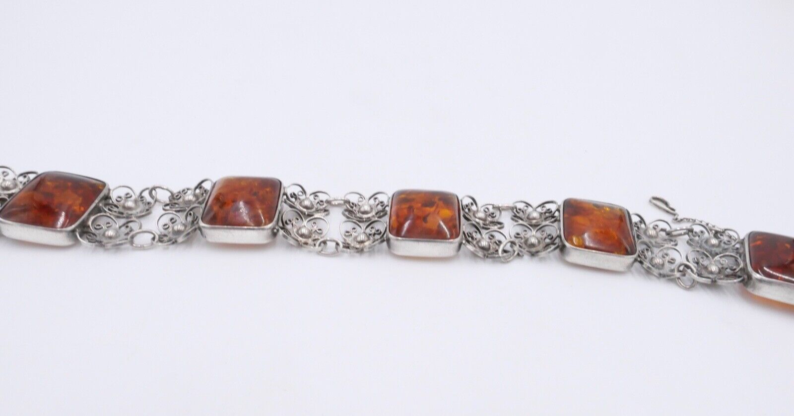 filigranes Silber 835 Bernstein Armband floral Armreif Polen - Antikhandel-Stuttgart