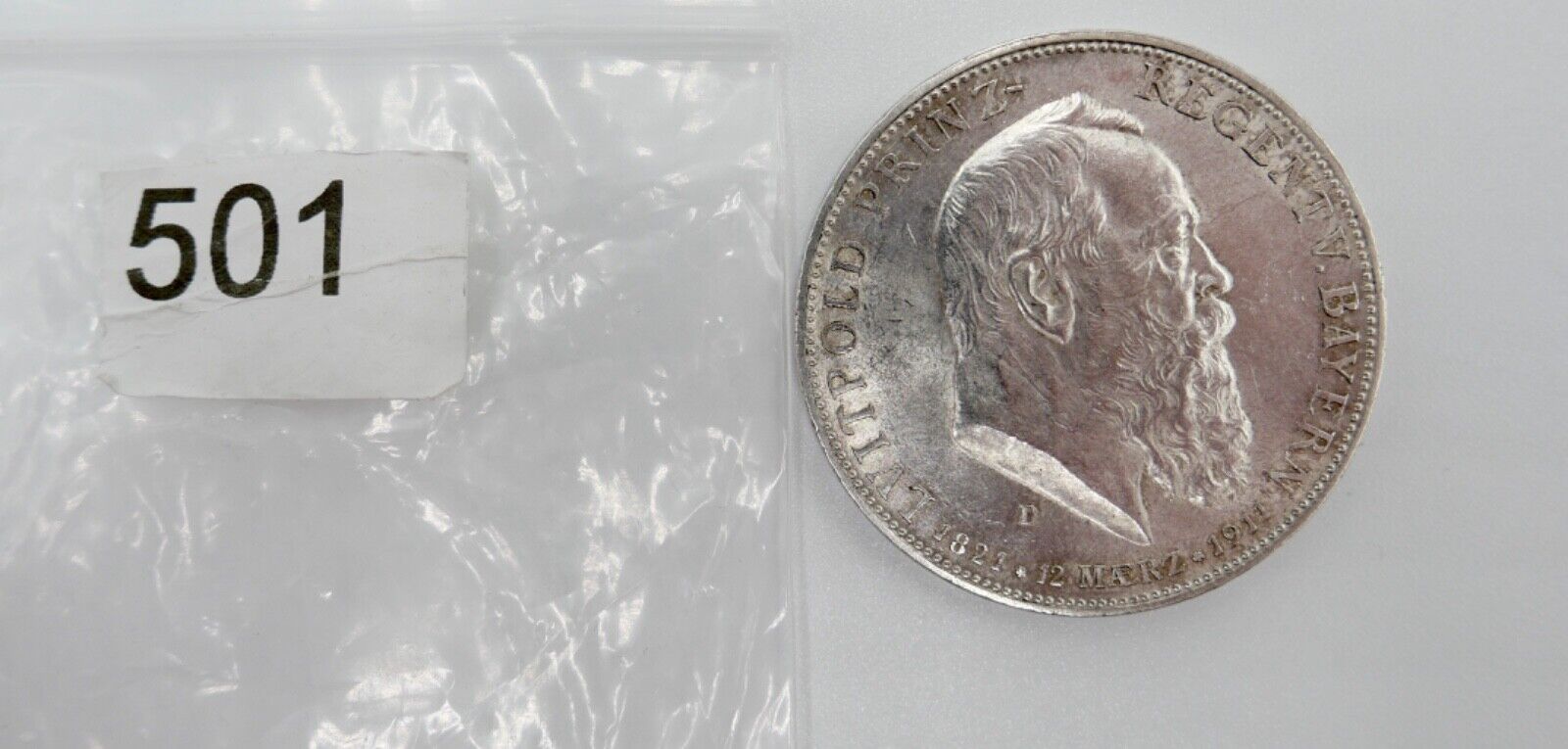 Bayern 5 Mark 1911 D J.50 Jäger Prinzregent Luitpold 90. Geburtstag Silber - Antikhandel-Stuttgart