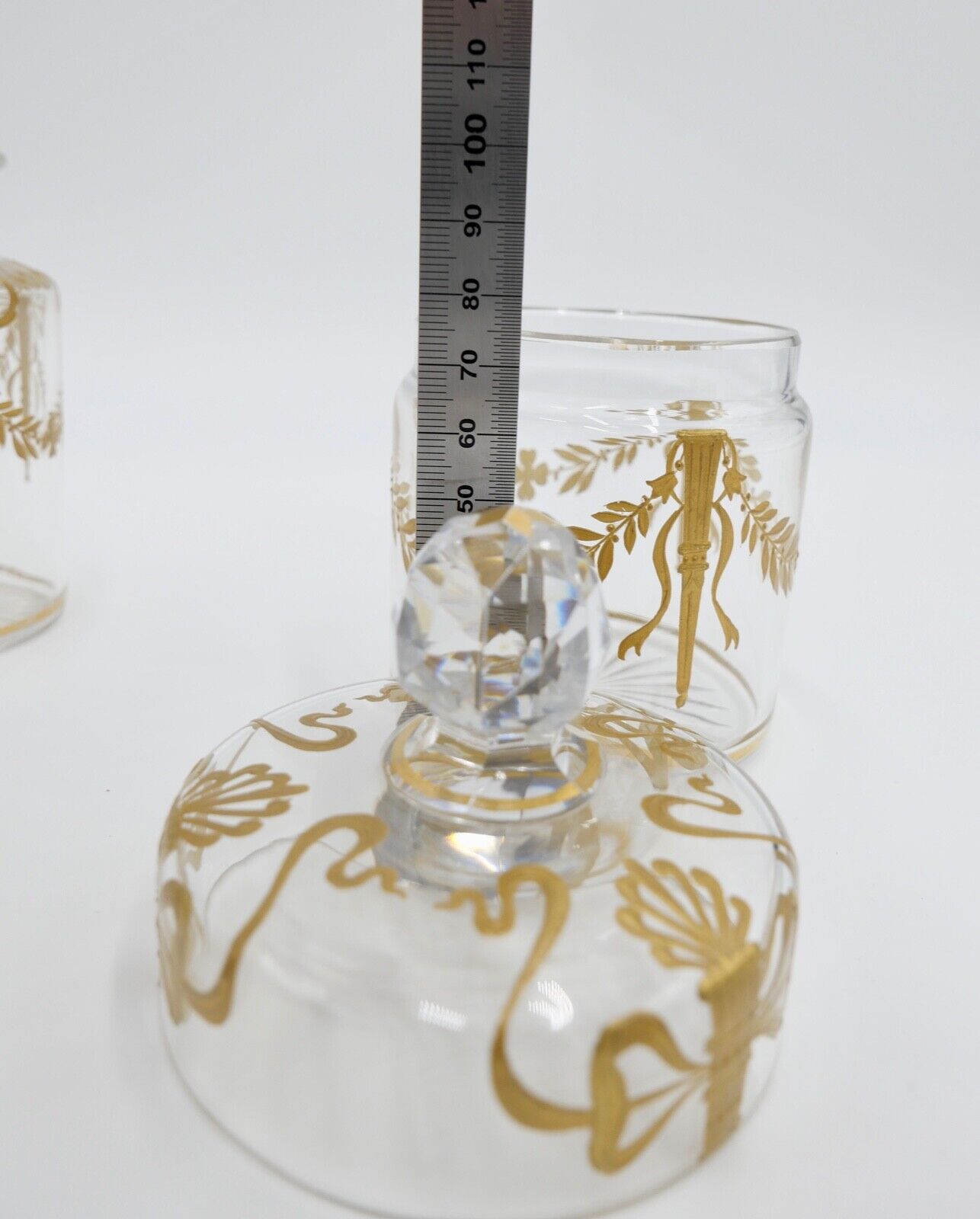 Antikes Glas Set Goldmalerei um 1900 Josephinenhütte 3-teilig Sehr guter Zutand - Antikhandel-Stuttgart