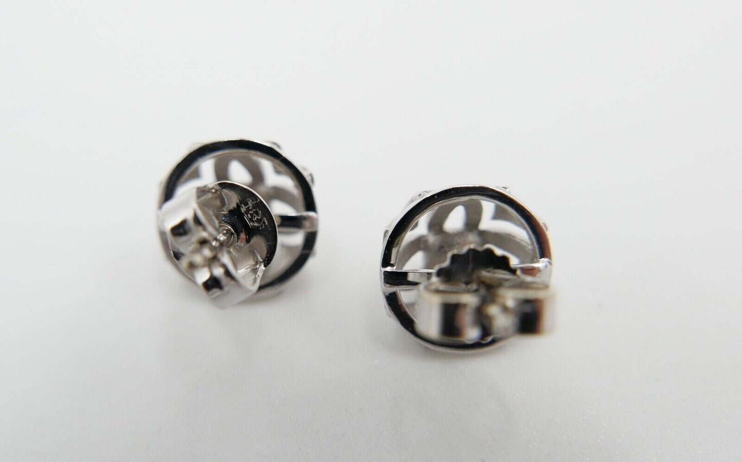 1970er Solitär Brillant Ohrringe Ohrstecker Weißgold 585 14K 0,06Ct - Antikhandel-Stuttgart