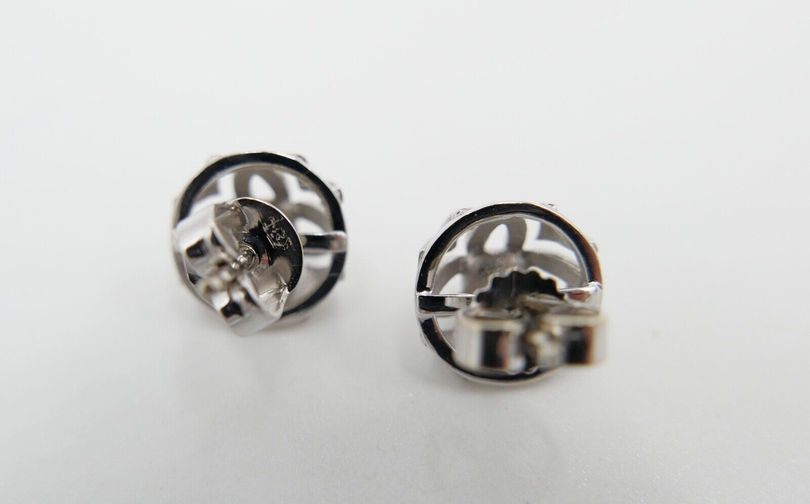 1970er Solitär Brillant Ohrringe Ohrstecker Weißgold 585 14K 0,06Ct - Antikhandel-Stuttgart