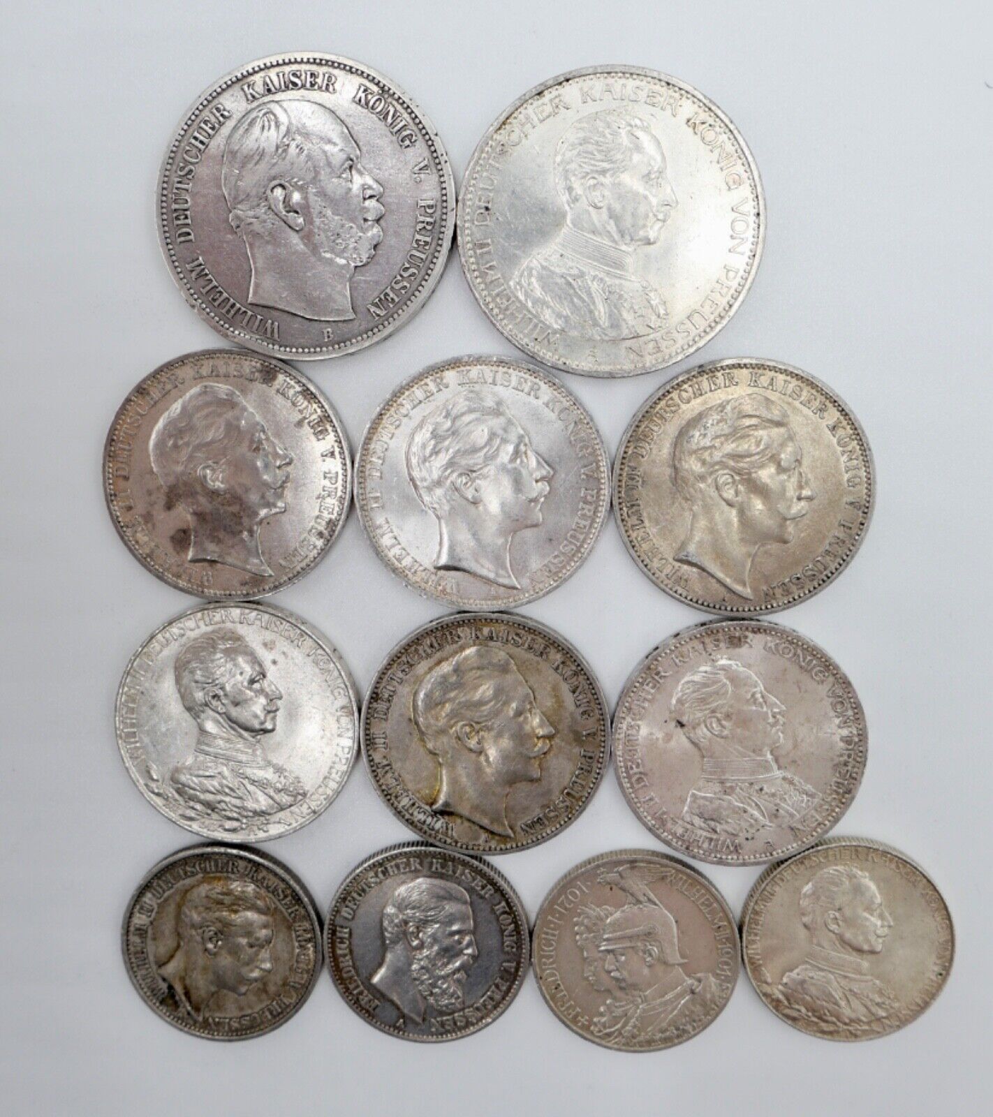 12x 2 3 5 Mark 1876-1914 Preußen Wilhelm Jäger J. 97 98 102 103 111 112 113 114 - Antikhandel-Stuttgart