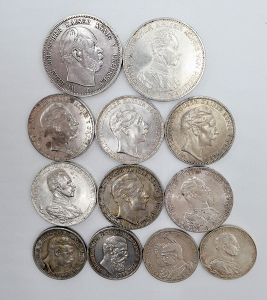 12x 2 3 5 Mark 1876-1914 Preußen Wilhelm Jäger J. 97 98 102 103 111 112 113 114 - Antikhandel-Stuttgart