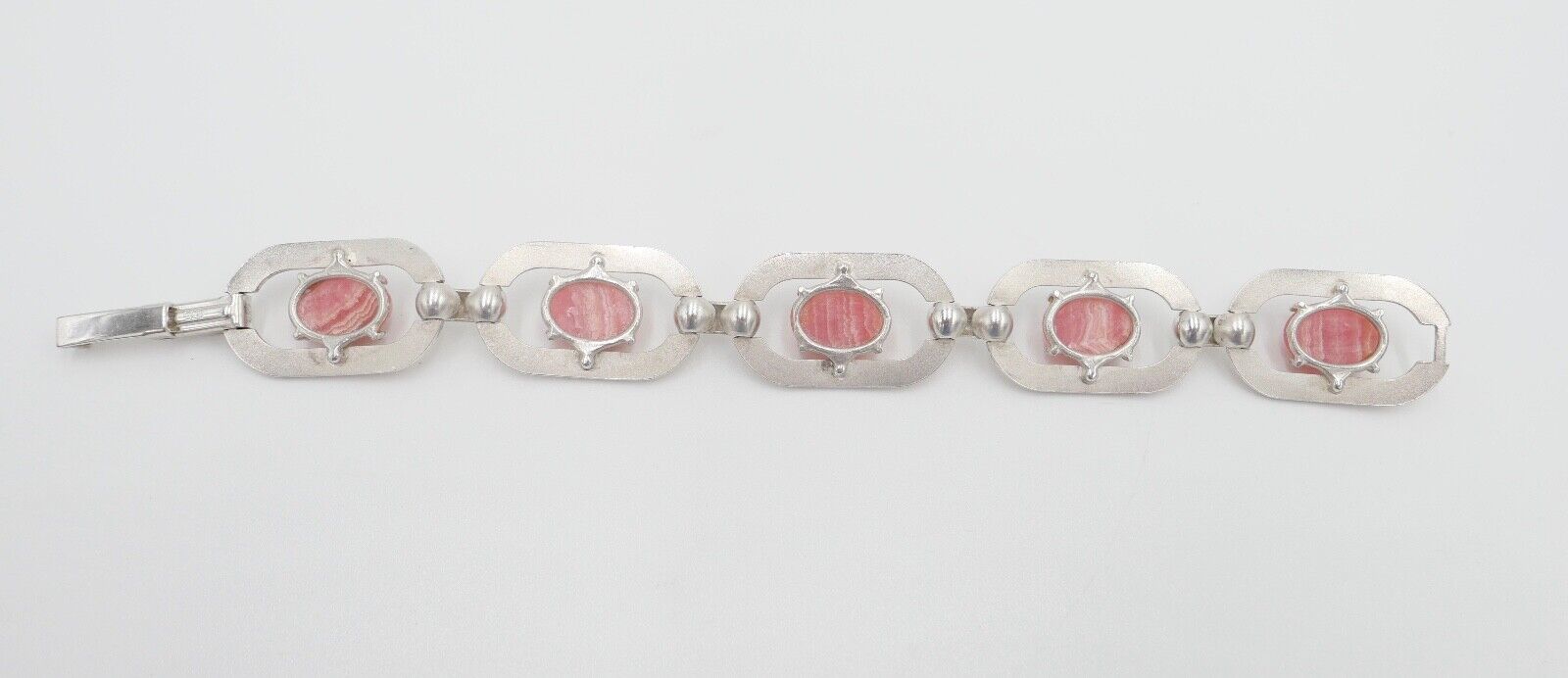 vintage 80er Jahre Silber 835 Glieder - Armband mit Rhodochrosit - Antikhandel-Stuttgart