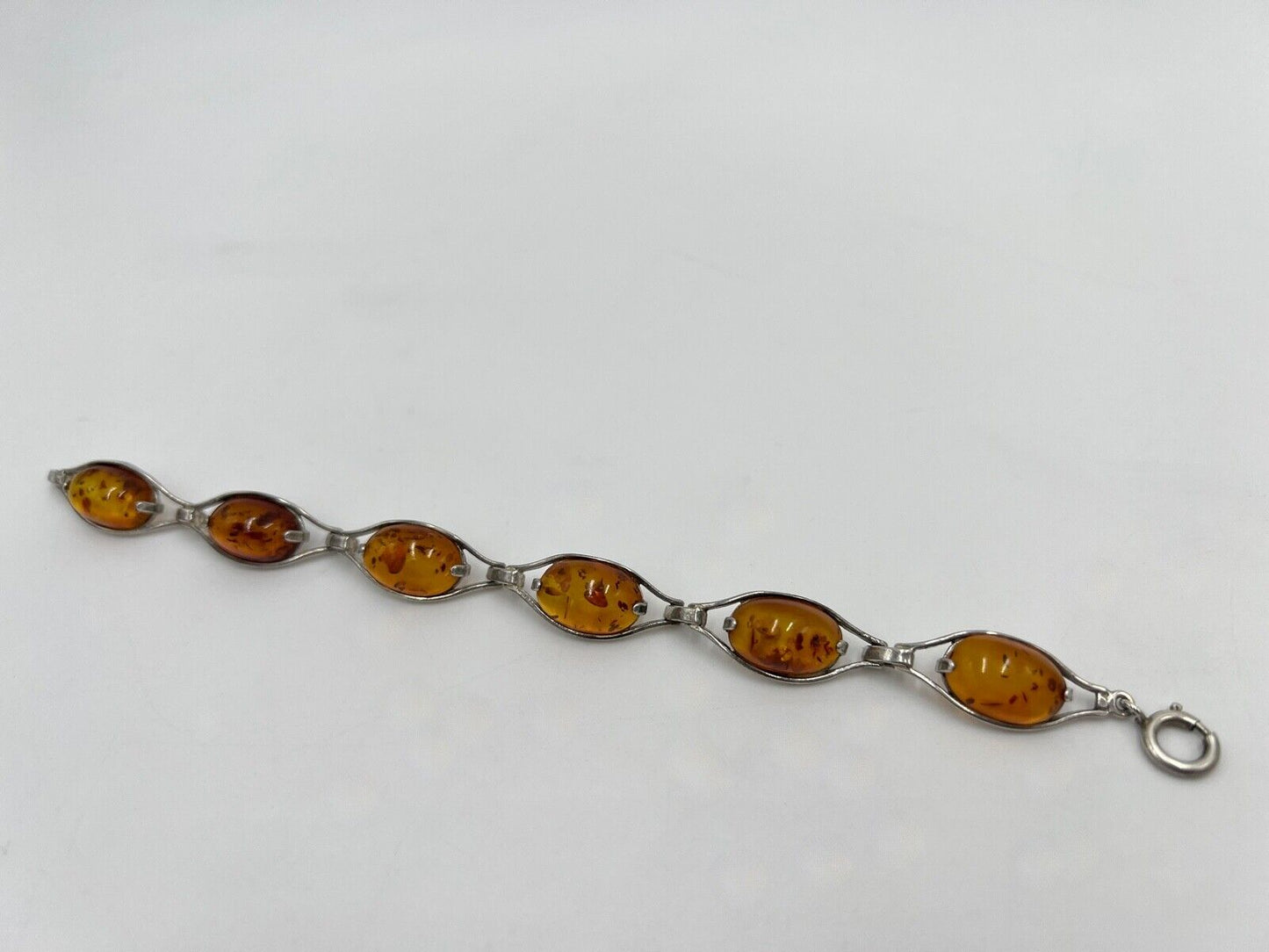 vintage Cabochon Bernstein Armband Gliederarmband Silber - Antikhandel-Stuttgart