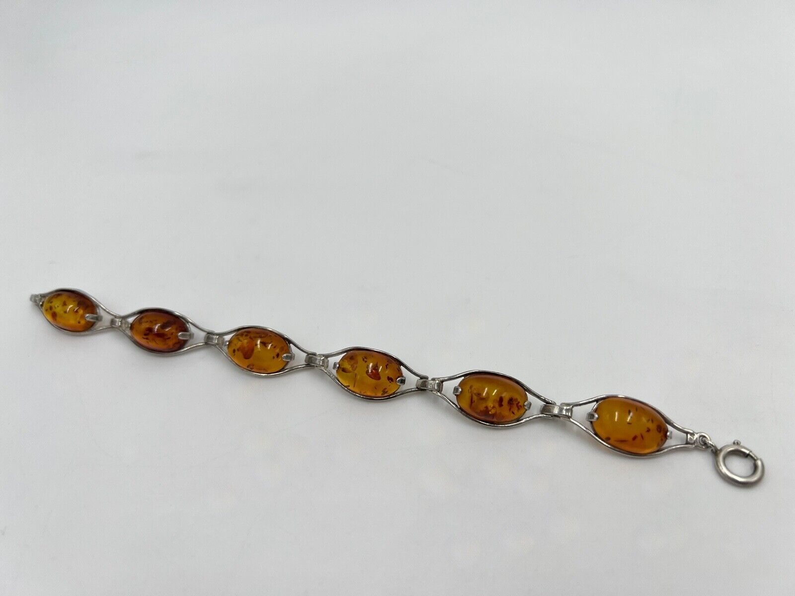 vintage Cabochon Bernstein Armband Gliederarmband Silber - Antikhandel-Stuttgart