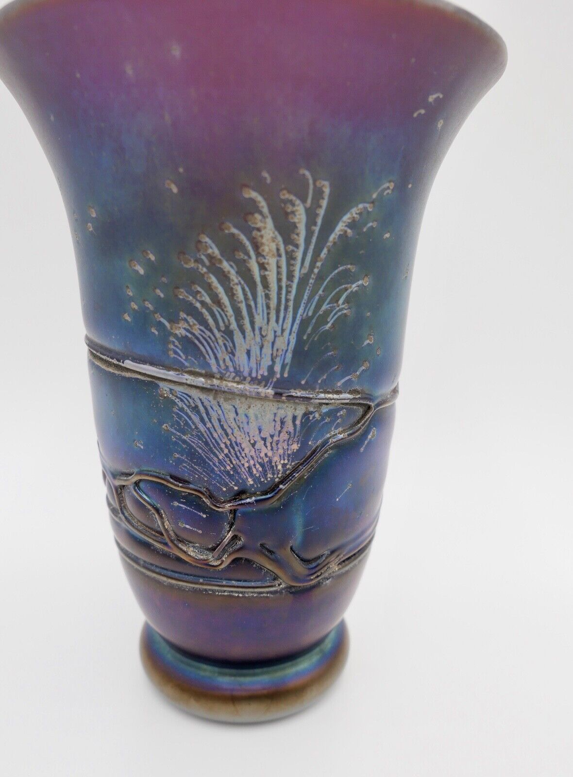 um 1900 Ferdinand von Poschinger Jugendstil Vase Fadendekor antik - Antikhandel-Stuttgart