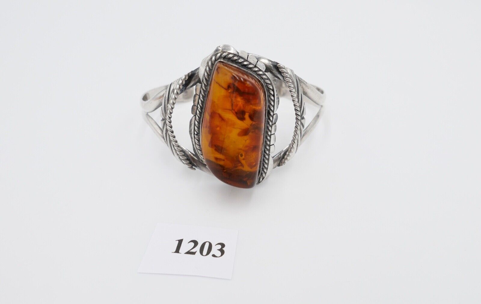 vintage Silber 925 Bernstein Armband Armreif Armspange Sterlingsilber - Antikhandel-Stuttgart