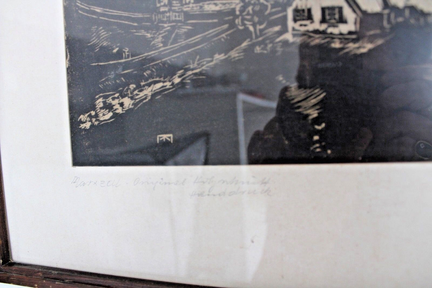 Orig. Alter Antiker Handdruck MARXZELL bekannter Künstler Landschaft 51x43cm - Antikhandel-Stuttgart