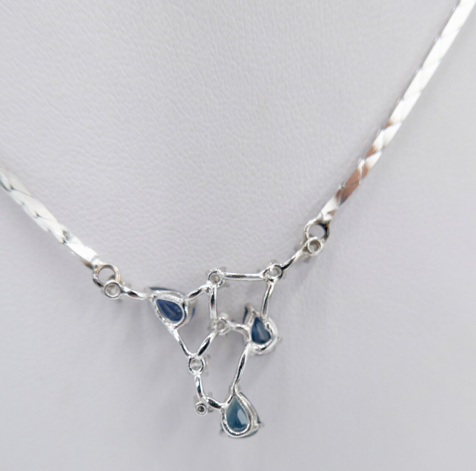 Collier Kette 42,5 cm Weißgold 585 14K Italien Gold Diamanten 0,48 Ct VS Saphire - Antikhandel-Stuttgart