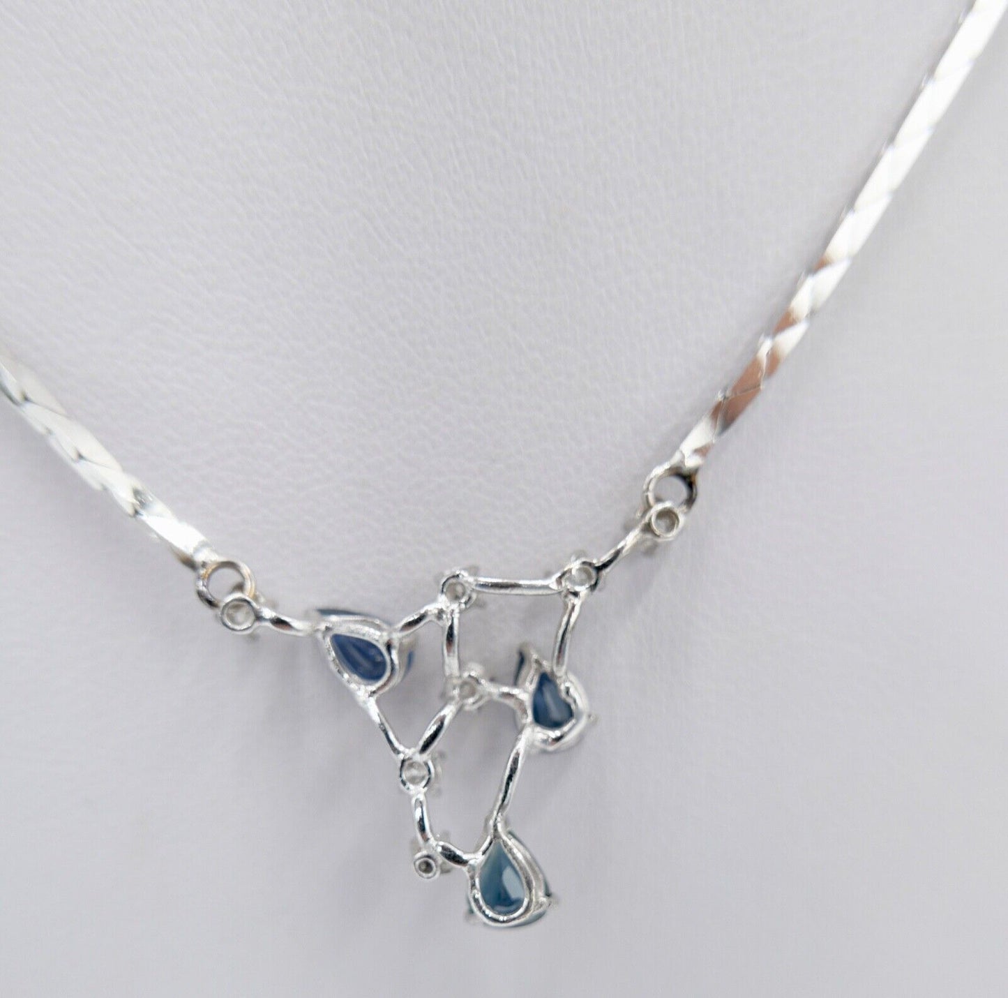 Collier Kette 42,5 cm Weißgold 585 14K Italien Gold Diamanten 0,48 Ct VS Saphire - Antikhandel-Stuttgart