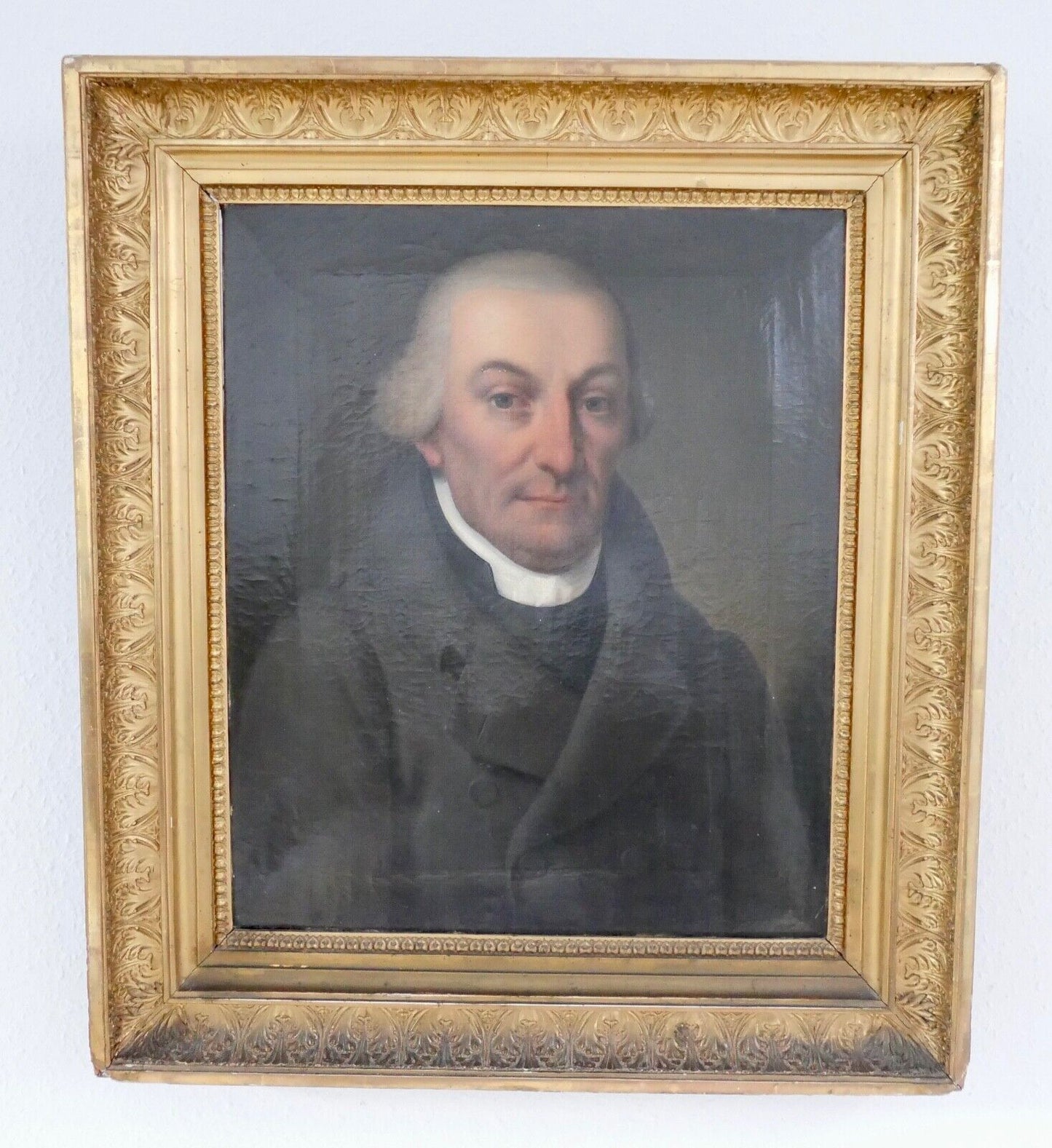 80 x 69 cm Gemälde Biedermeier Herr Portrait Mann Öl auf Leinwand Goldrahmen - Antikhandel-Stuttgart
