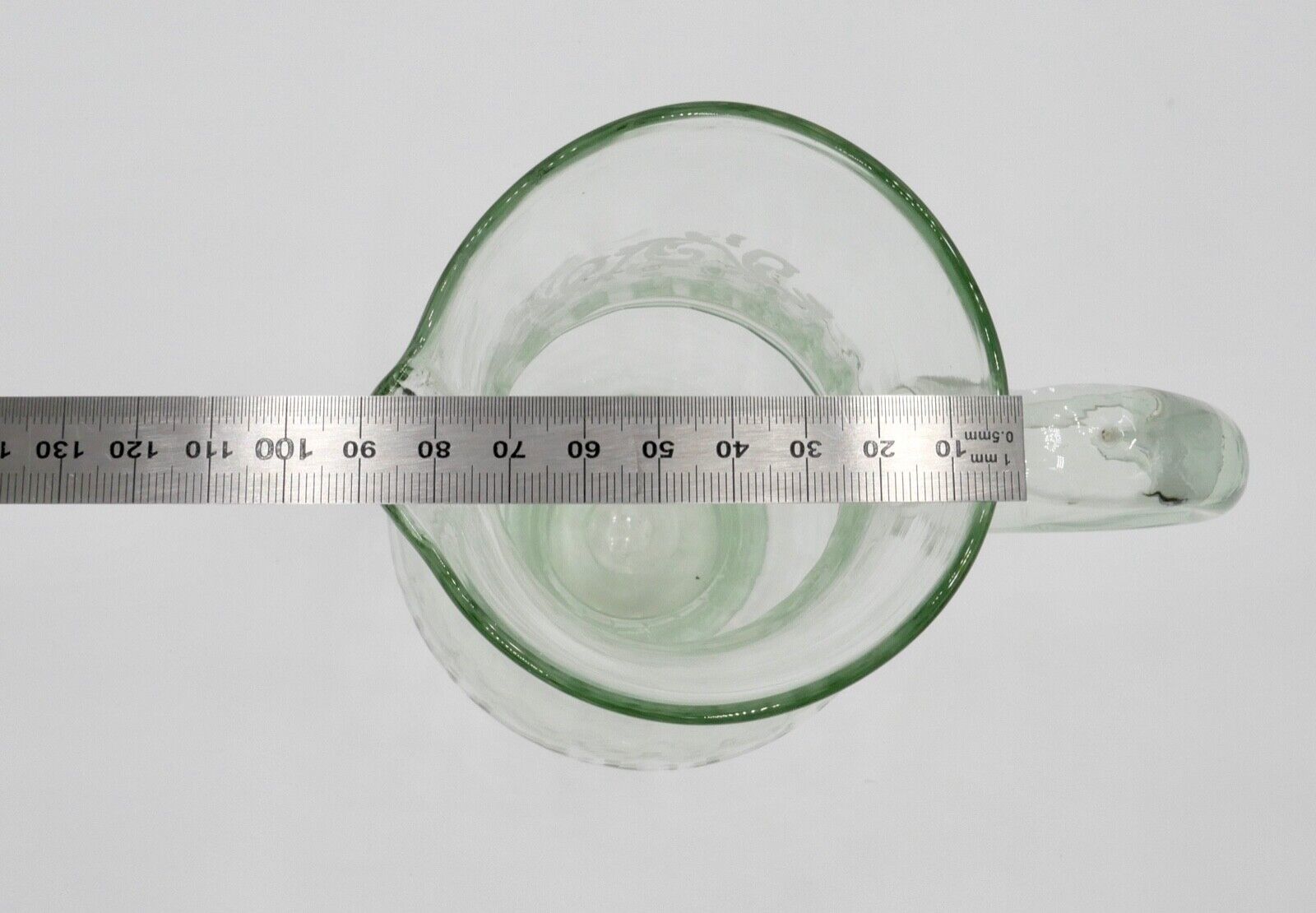 antik Ende 18. / Anfang 19. Jhd grünstichiges Glas Set Becher Henkelkaraffe - Antikhandel-Stuttgart