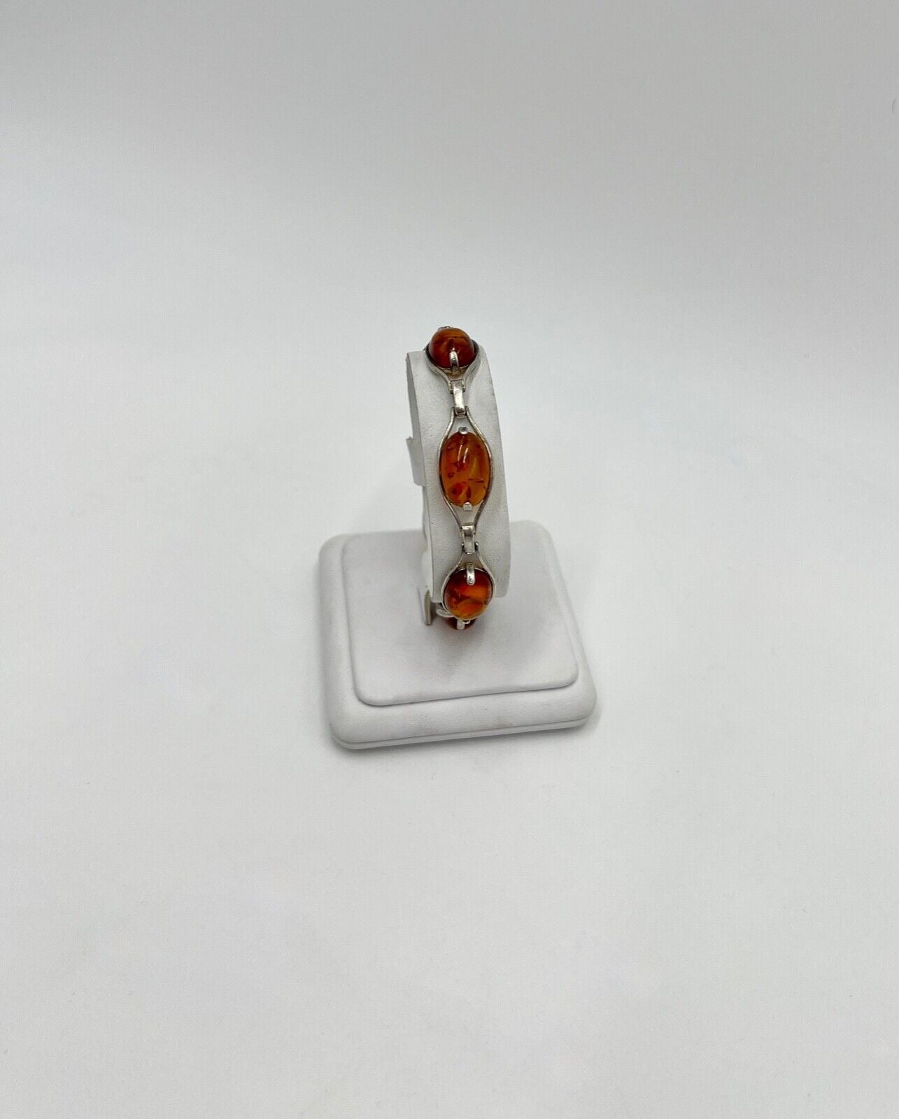 vintage Cabochon Bernstein Armband Gliederarmband Silber - Antikhandel-Stuttgart