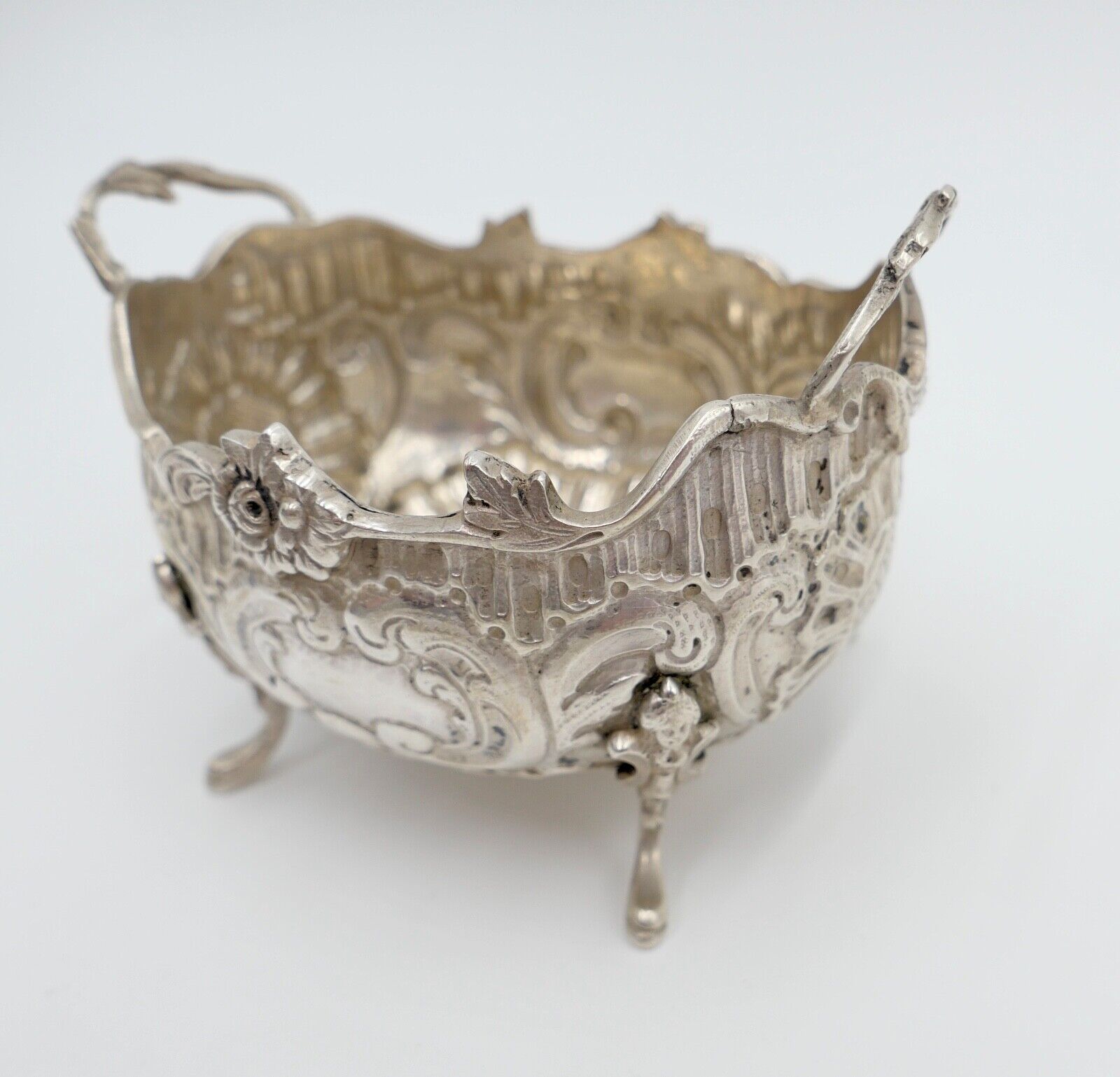 Alter Jugendstil Zucker Behälter Konfektschale 800 - 900 Silber 10x8 cm - Antikhandel-Stuttgart