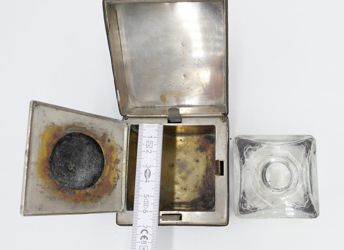 30er 40er Jahre Reise Tintenfass Glas Schreibtischgarnitur - Antikhandel-Stuttgart