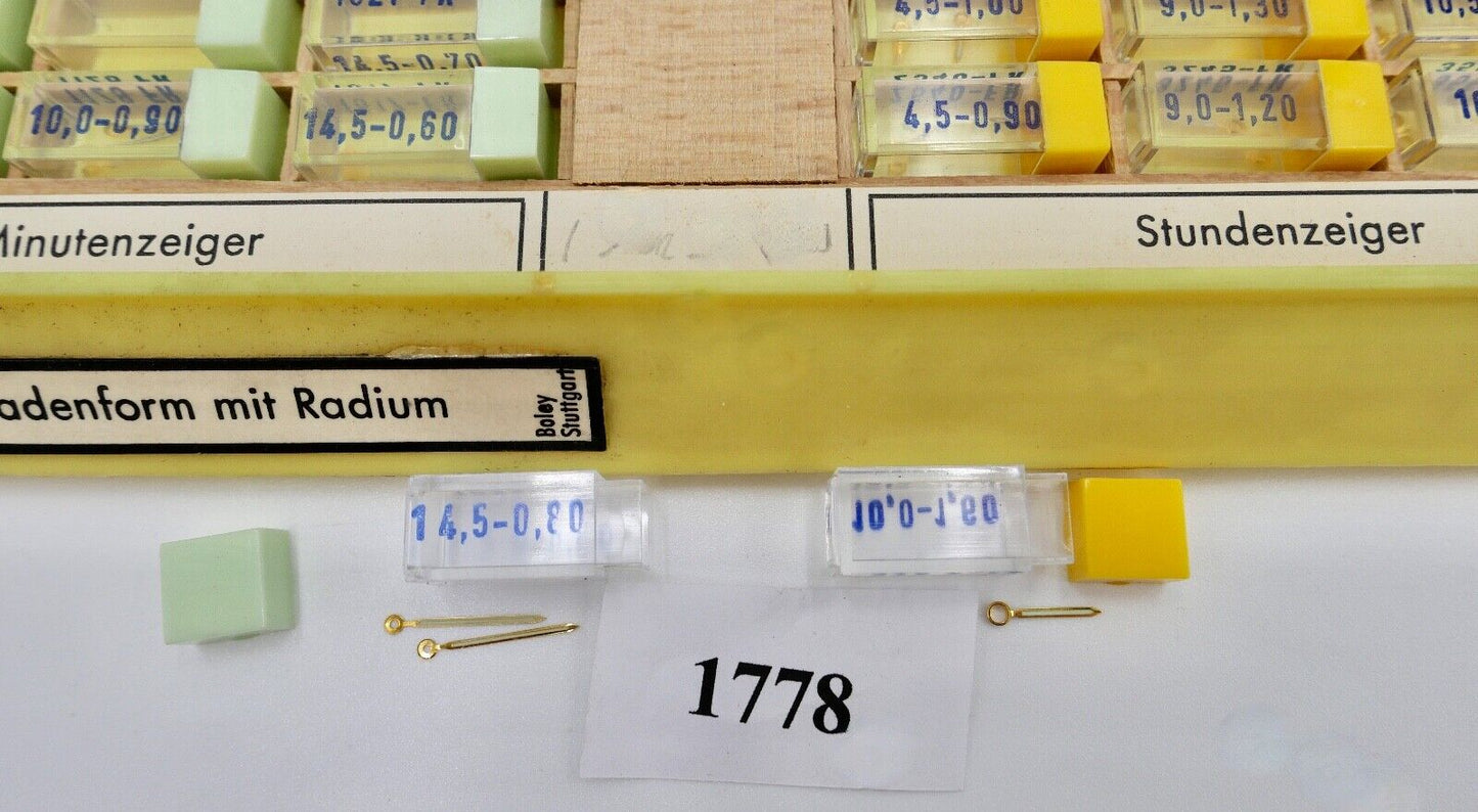 Konvolut Minuten Stunden Leuchtzeiger NEU BOLEY ( NOS ) Fadenform mit Radium - Antikhandel-Stuttgart