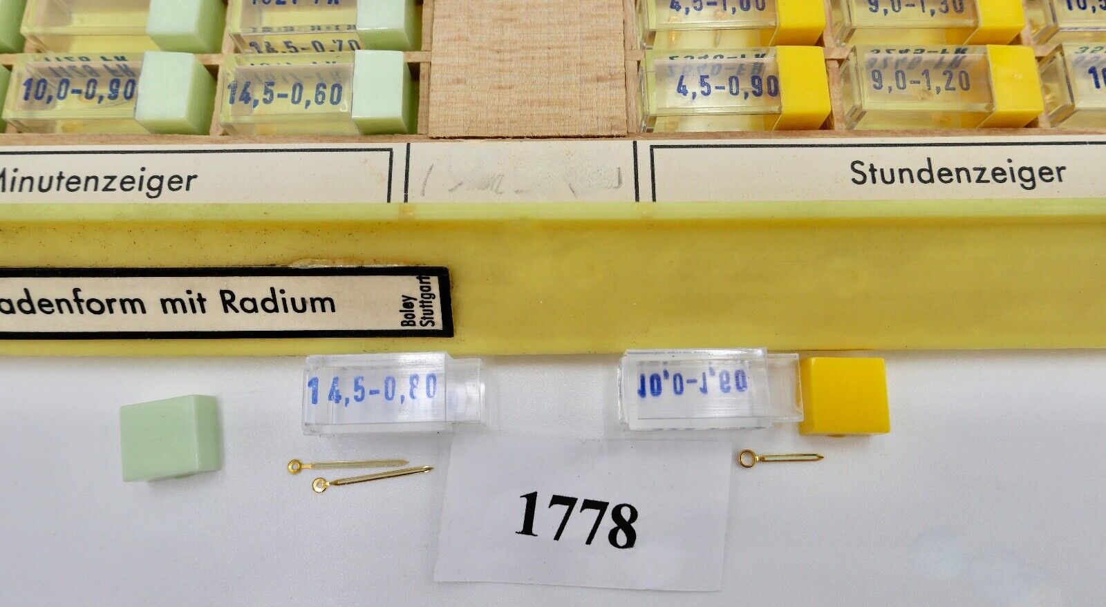 Konvolut Minuten Stunden Leuchtzeiger NEU BOLEY ( NOS ) Fadenform mit Radium - Antikhandel-Stuttgart