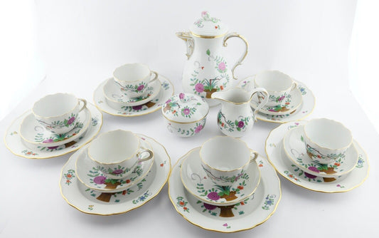 21 Tlg Meissen Garben Muster Dekor Kaffee Service Goldrand 6 Personen NEUwertig - Antikhandel-Stuttgart
