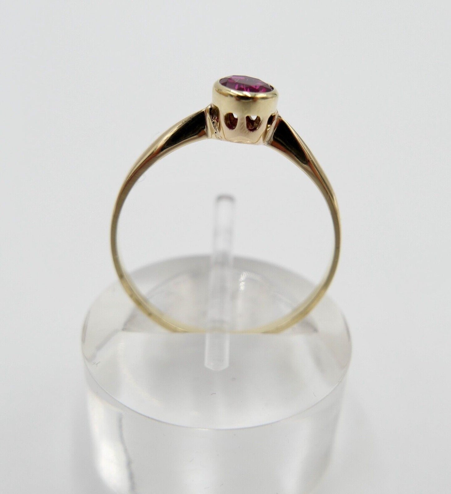 1950er Jahre Damenring Gold 585 / 14K mit synth. Rubin Gr. 59 - Antikhandel-Stuttgart