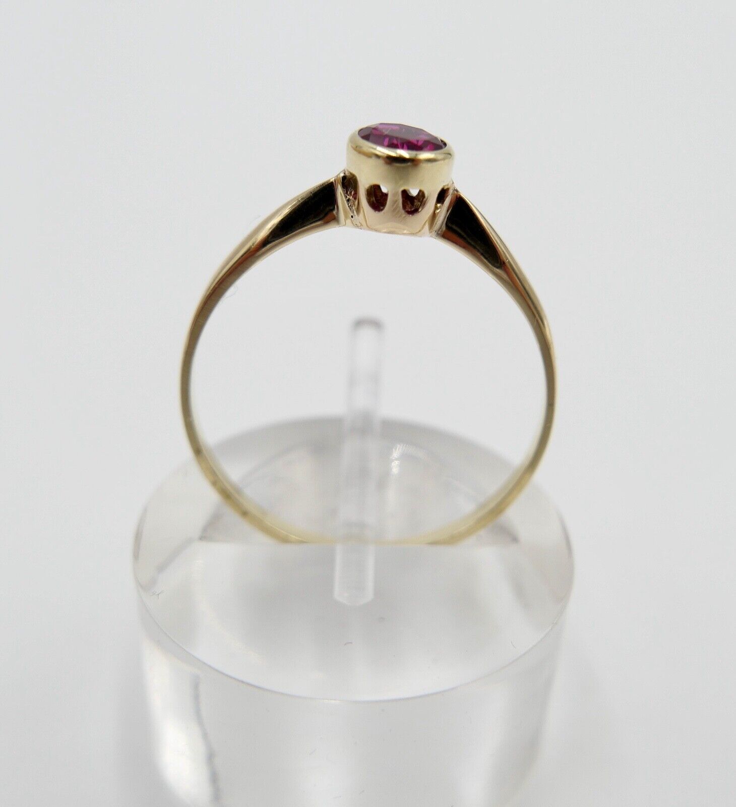 1950er Jahre Damenring Gold 585 / 14K mit synth. Rubin Gr. 59 - Antikhandel-Stuttgart