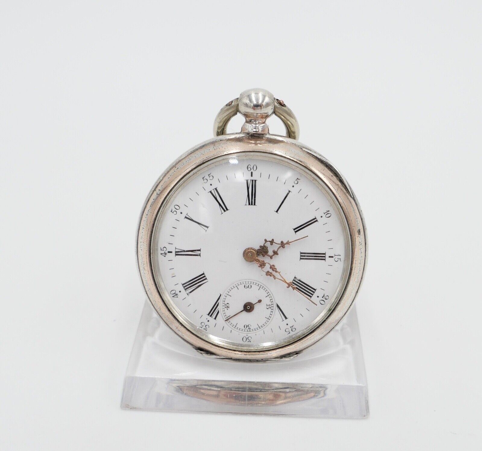 um 1900 Manufacture d´Horlogerie Lion 800 Silber Taschenuhr mit Schlüsselaufzug - Antikhandel-Stuttgart